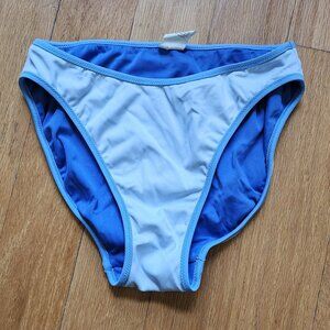 J. Crew Blue Two-Tone High-Cut Bikini Bottom Size Small